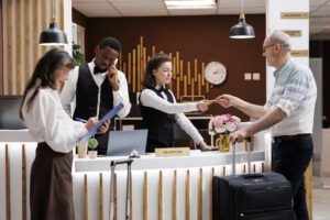offline capabilities (2) customer checking in at hotel reception features offline capabilities TallOrderPOS