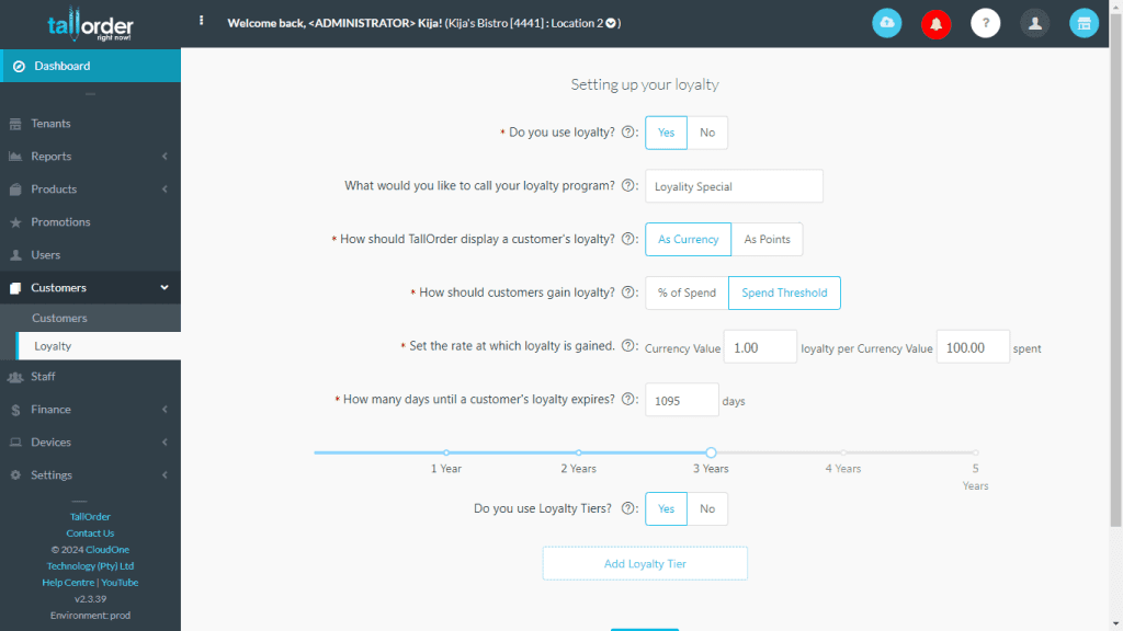 TallOrder POS Retail Features Customer Rewards Program