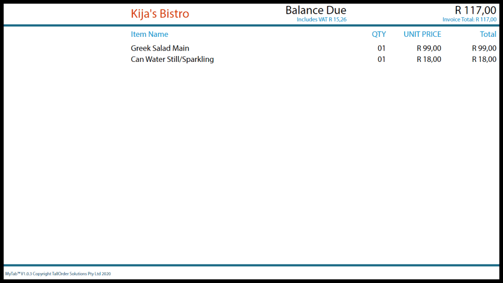 TallOrder POS Hospitality Features Add Ons myTab