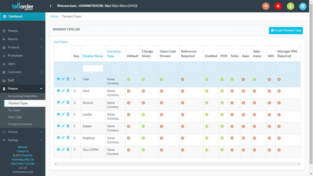 TallOrder POS Retail Features Payment Integration