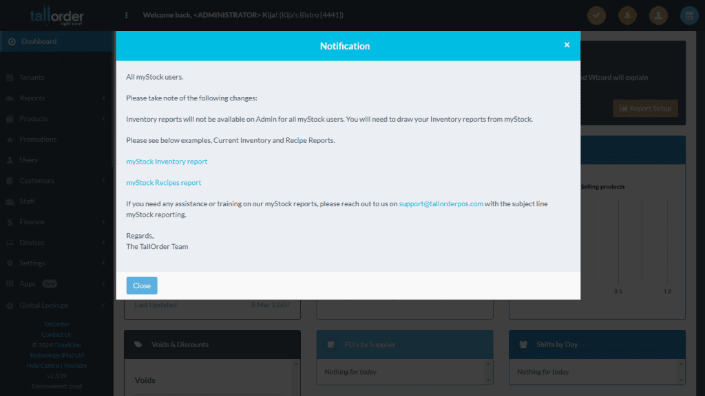 TallOrder POS Retail Features Software Updates and Maintenance