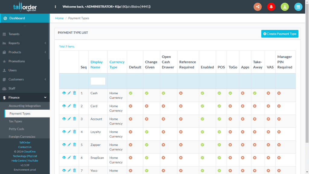 TallOrder POS Hospitality Features Versatile Payment Options